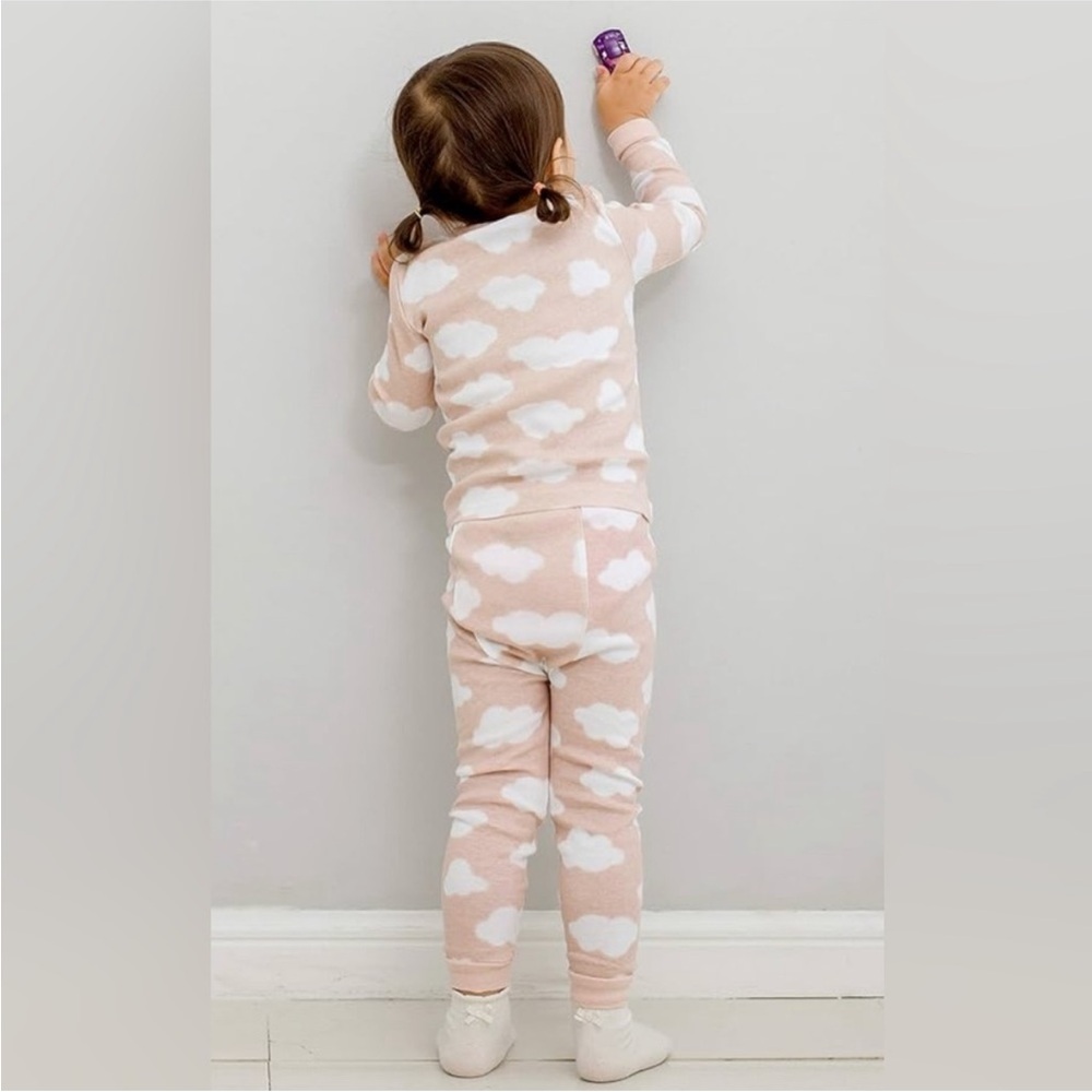 Vaenait Baby 2-Piece Pajama Set Pink With Clouds Size 12-18 Months